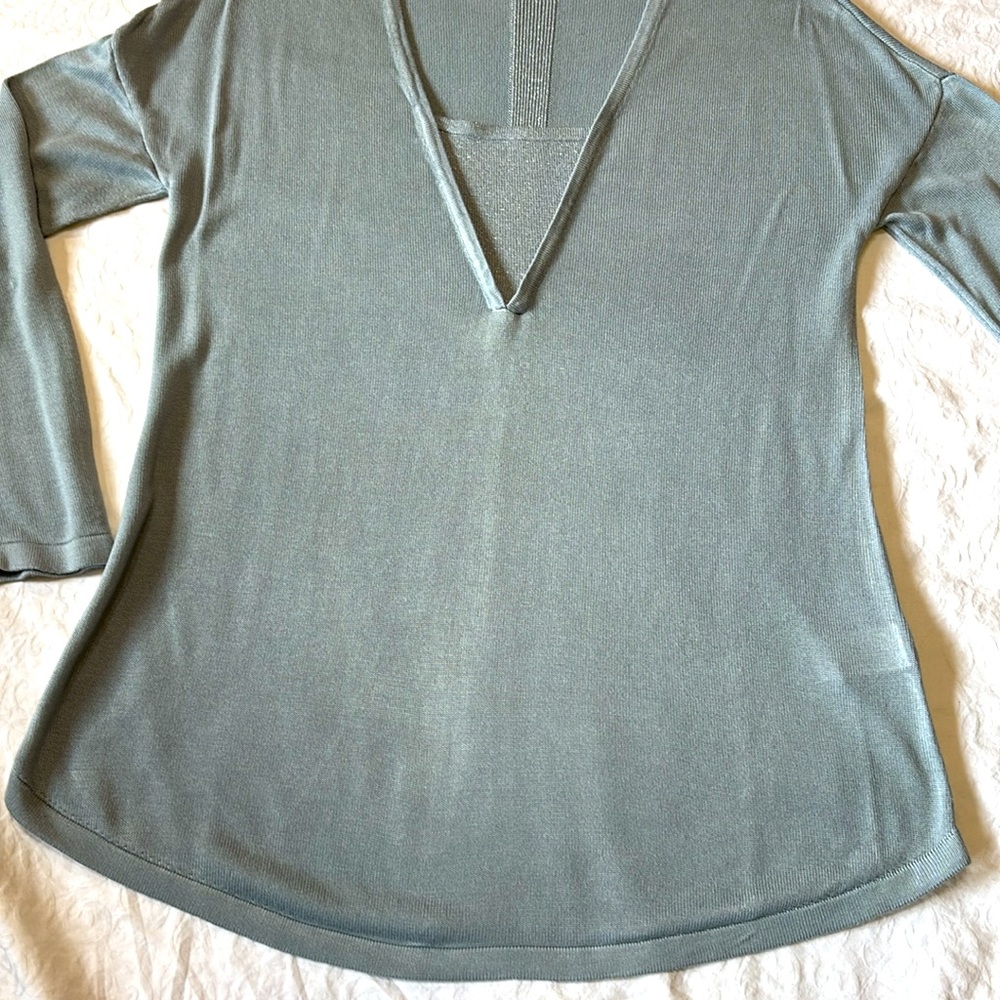 Soft Surroundings Pale Teal & Silver Tunic, Size Small, EUC, Drop Shoulders - Picture 11 of 13